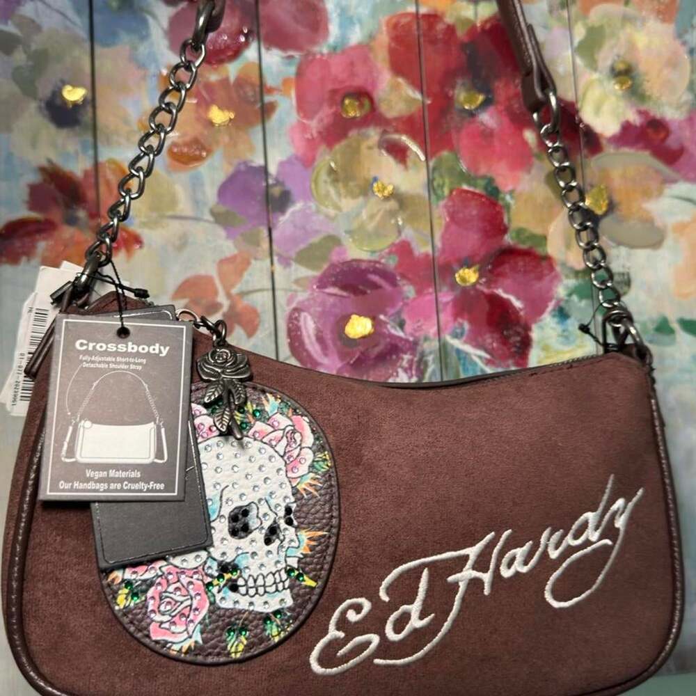 Ed Hardy Brown Crossbody Bag 6859